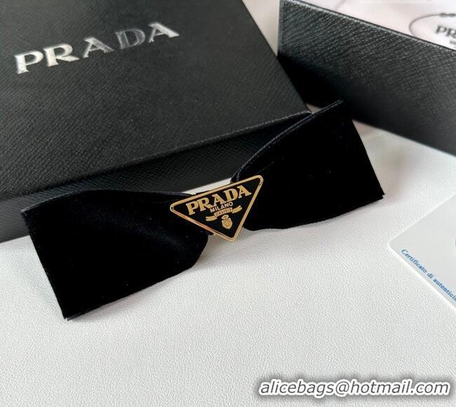 Buy Cheapest Prada Velvet Bow Hair Clip 0310 Black 2025