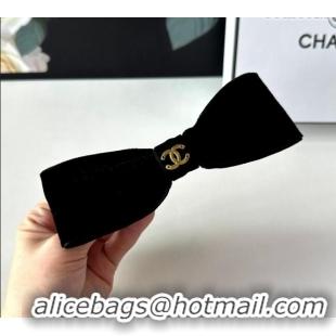 Hot Style Cheap Chanel Velvet Bow Hair Clip 0310 Black 2025