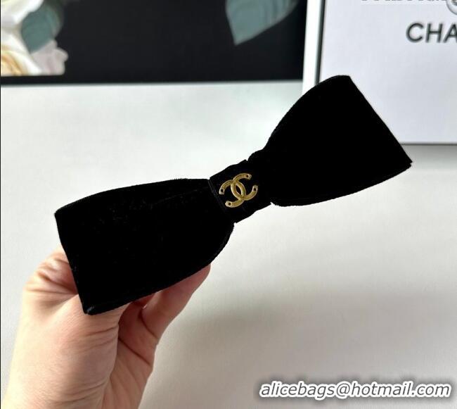 Hot Style Cheap Chanel Velvet Bow Hair Clip 0310 Black 2025