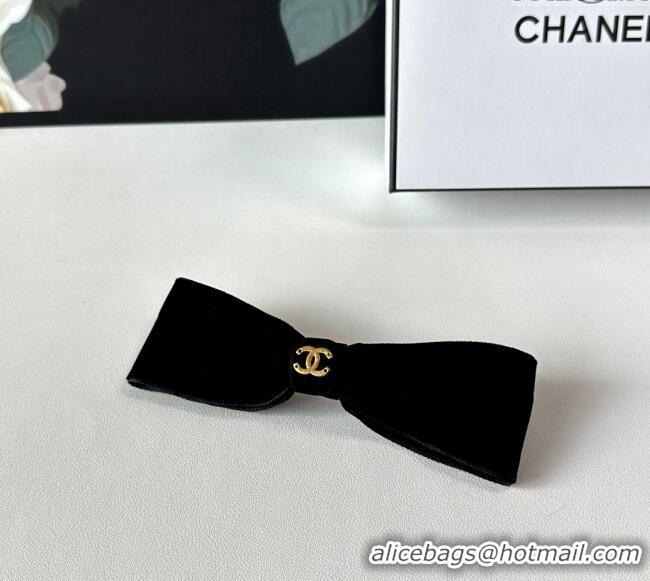 Hot Style Cheap Chanel Velvet Bow Hair Clip 0310 Black 2025
