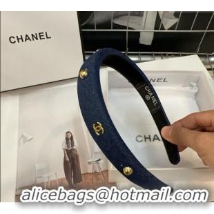 Buy Discount Chanel Denim Headband with Studs 0310 Dark Blue 2025