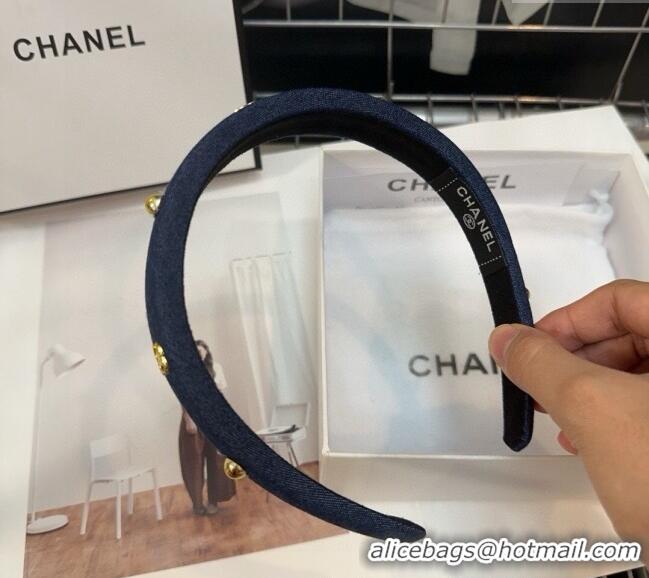 Buy Discount Chanel Denim Headband with Studs 0310 Dark Blue 2025