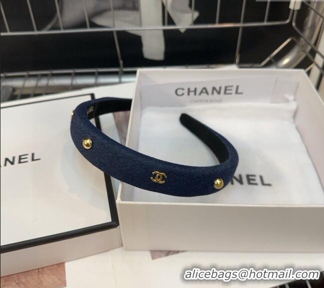 Buy Discount Chanel Denim Headband with Studs 0310 Dark Blue 2025