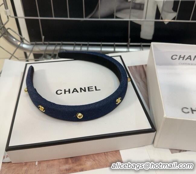 Buy Discount Chanel Denim Headband with Studs 0310 Dark Blue 2025