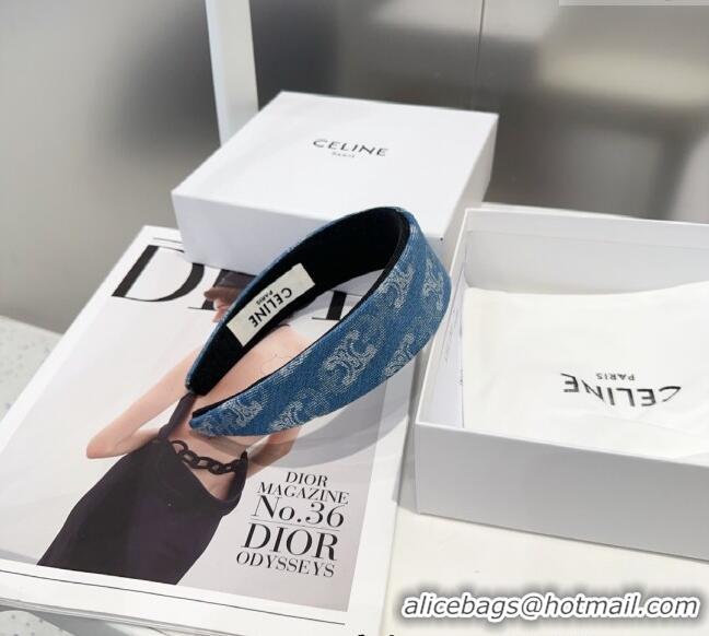 Good Quality Celine Denim Headband 0310 Light Blue 2025