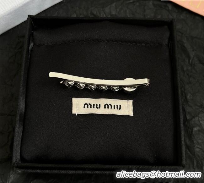 Original Cheap Miu Miu Strass Hair Clip 0311 White 2025