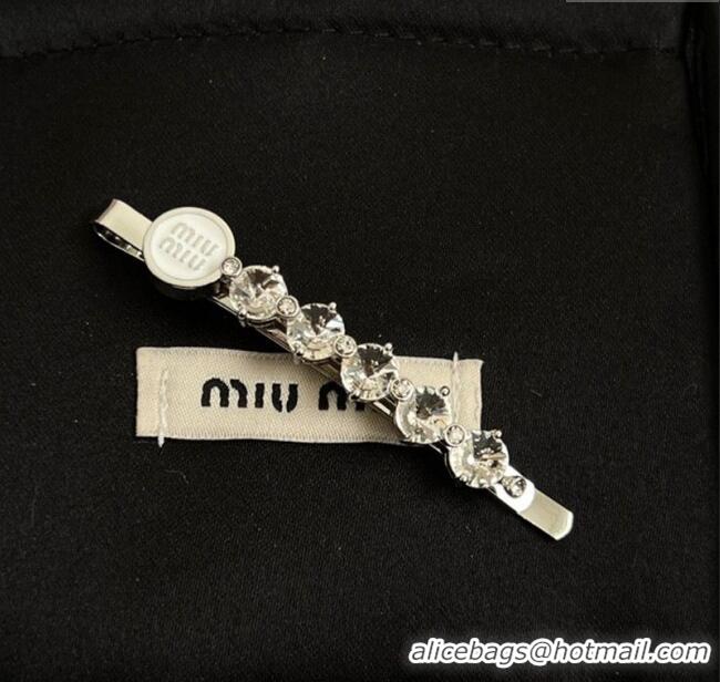 Original Cheap Miu Miu Strass Hair Clip 0311 White 2025