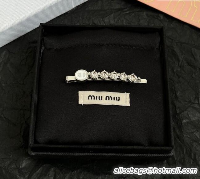 Original Cheap Miu Miu Strass Hair Clip 0311 White 2025
