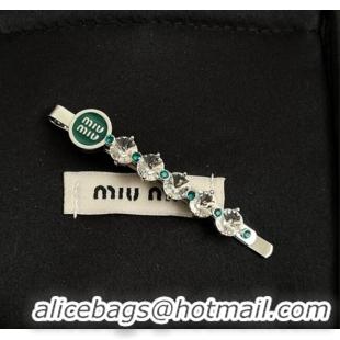 New Release Creation Miu Miu Strass Hair Clip 0311 Green 2025