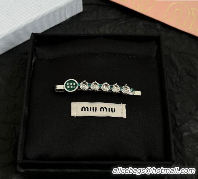 New Release Creation Miu Miu Strass Hair Clip 0311 Green 2025