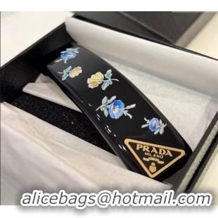 Luxury Classic Prada Flora Hair Clip 0311 Black 2025