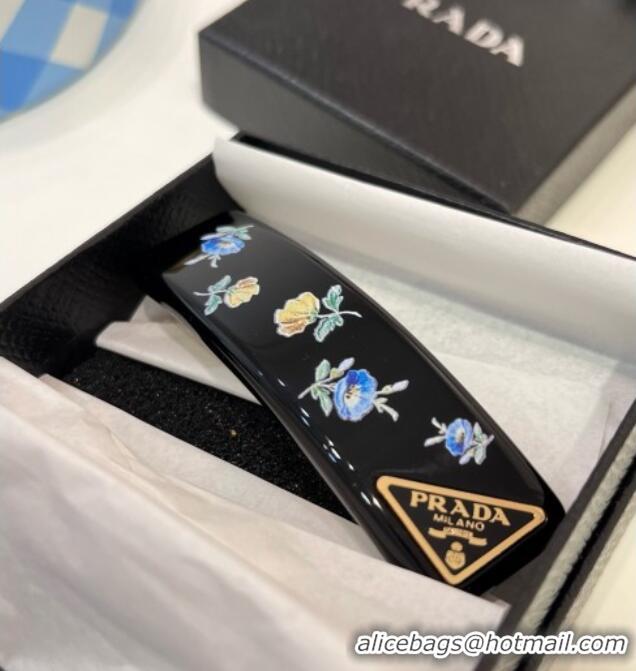 Luxury Classic Prada Flora Hair Clip 0311 Black 2025