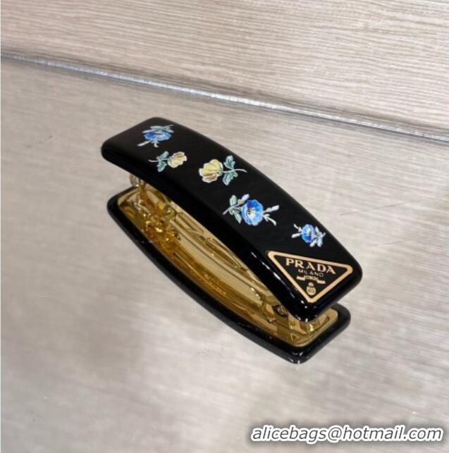 Luxury Classic Prada Flora Hair Clip 0311 Black 2025