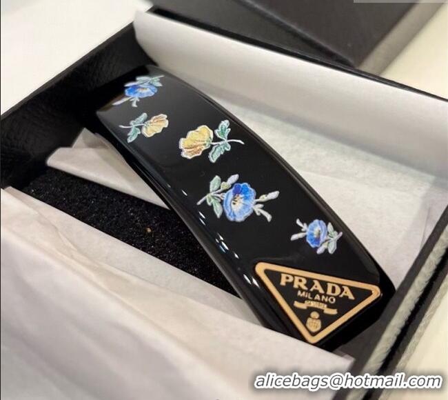 Luxury Classic Prada Flora Hair Clip 0311 Black 2025