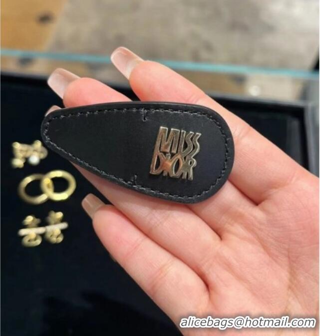Hot Style Dior Miss Dior Calfskin Hair Clip 11097 Black 2025