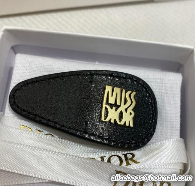 Hot Style Dior Miss Dior Calfskin Hair Clip 11097 Black 2025