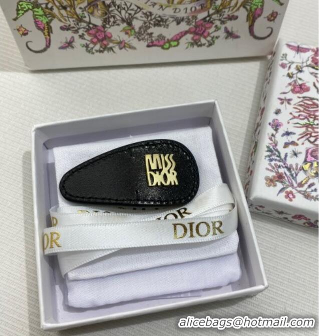 Hot Style Dior Miss Dior Calfskin Hair Clip 11097 Black 2025