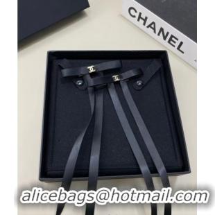 New Design Chanel Bow Long Hair Clip 0509 Black 2025