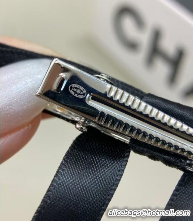 New Design Chanel Bow Long Hair Clip 0509 Black 2025