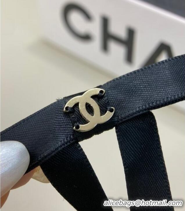 New Design Chanel Bow Long Hair Clip 0509 Black 2025