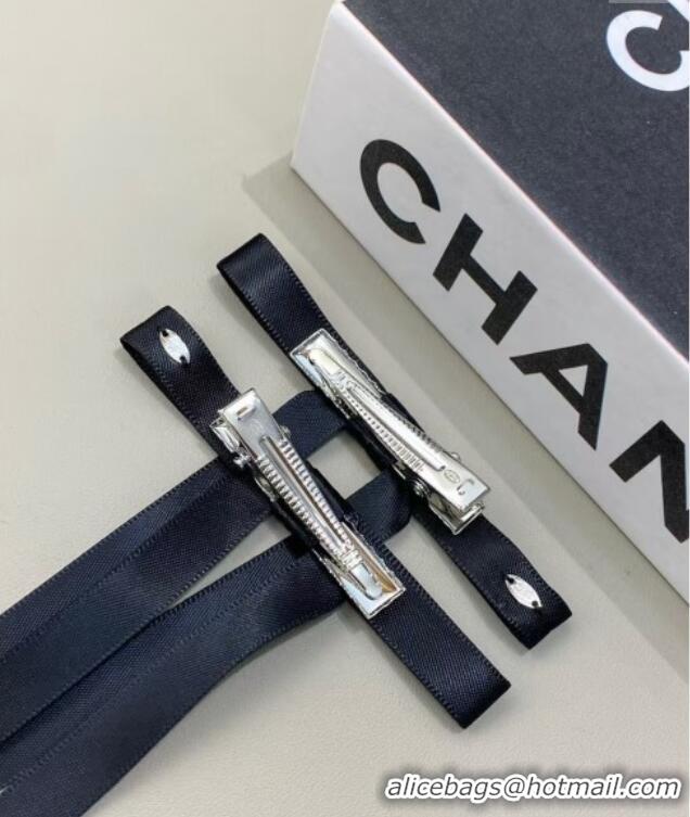 New Design Chanel Bow Long Hair Clip 0509 Black 2025