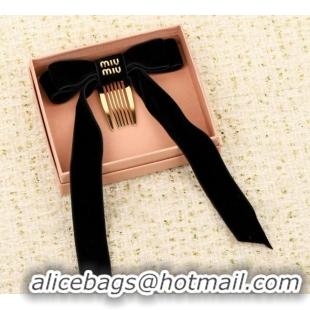 Luxury Classic Miu Miu Bow Hair Clip 0509 Black 2025