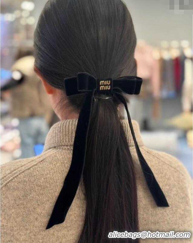 Luxury Classic Miu Miu Bow Hair Clip 0509 Black 2025