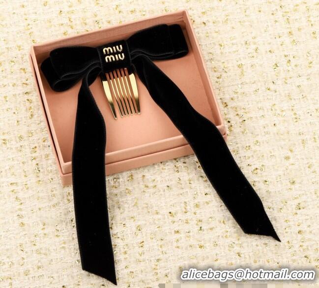 Luxury Classic Miu Miu Bow Hair Clip 0509 Black 2025