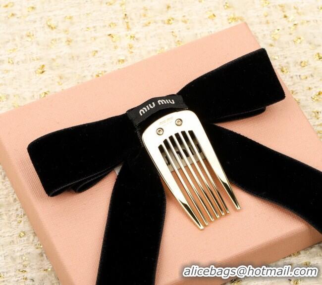Luxury Classic Miu Miu Bow Hair Clip 0509 Black 2025