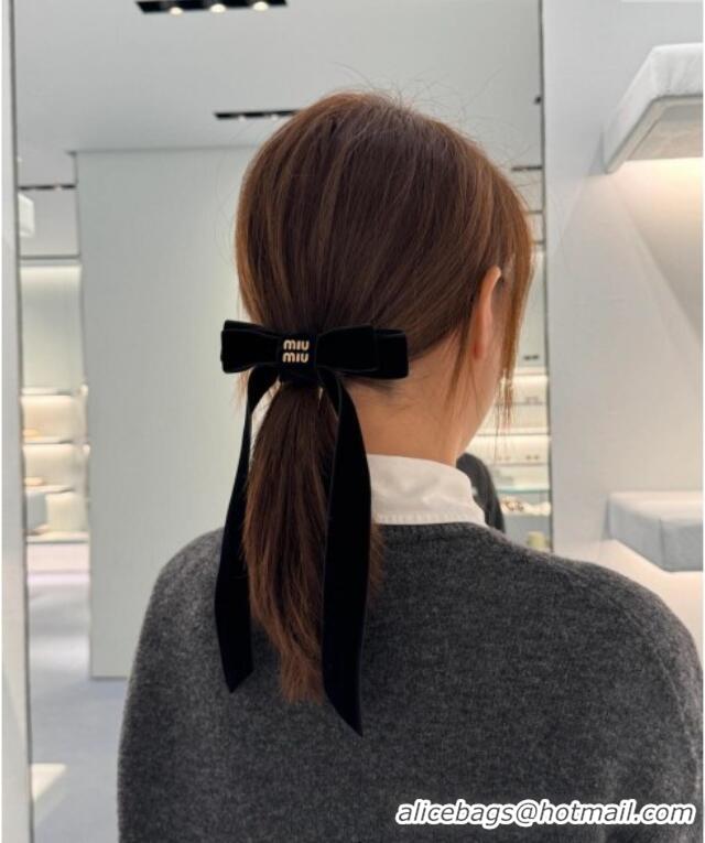 Luxury Classic Miu Miu Bow Hair Clip 0509 Black 2025