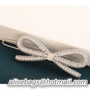 New Product Chanel Strass Bow Hair Clip 0509 Silver 2025