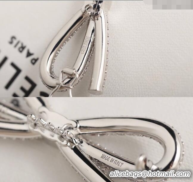 New Product Chanel Strass Bow Hair Clip 0509 Silver 2025