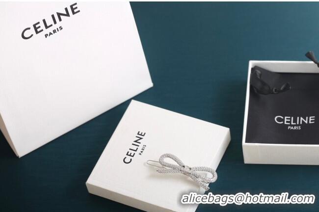 New Product Chanel Strass Bow Hair Clip 0509 Silver 2025