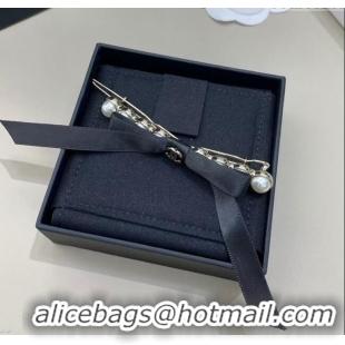 Classic Grade Chanel Hair Clip with Pearls and Black Bow C0509 2025