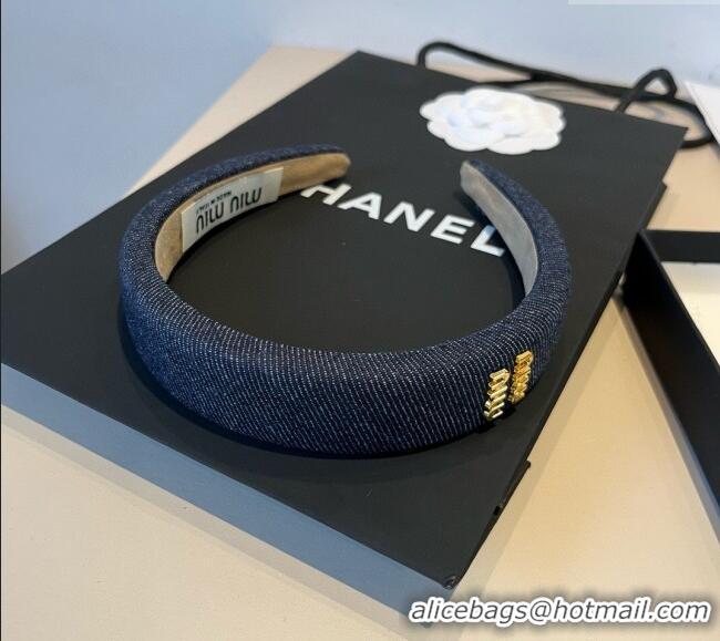 New Stylish Miu Miu Denim Headband 0512 Dark Blue 2025