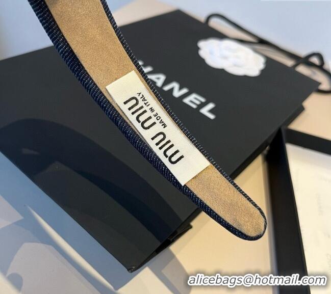 New Stylish Miu Miu Denim Headband 0512 Dark Blue 2025