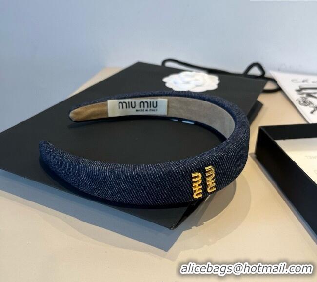 New Stylish Miu Miu Denim Headband 0512 Dark Blue 2025