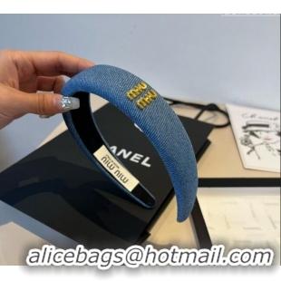 Reasonable Price Miu Miu Denim Headband 0512 Light Blue 2025