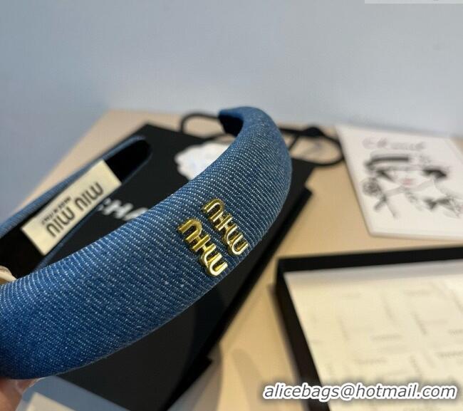 Reasonable Price Miu Miu Denim Headband 0512 Light Blue 2025