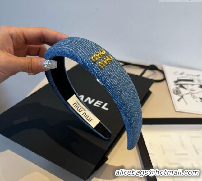 Reasonable Price Miu Miu Denim Headband 0512 Light Blue 2025