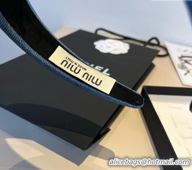 Reasonable Price Miu Miu Denim Headband 0512 Light Blue 2025