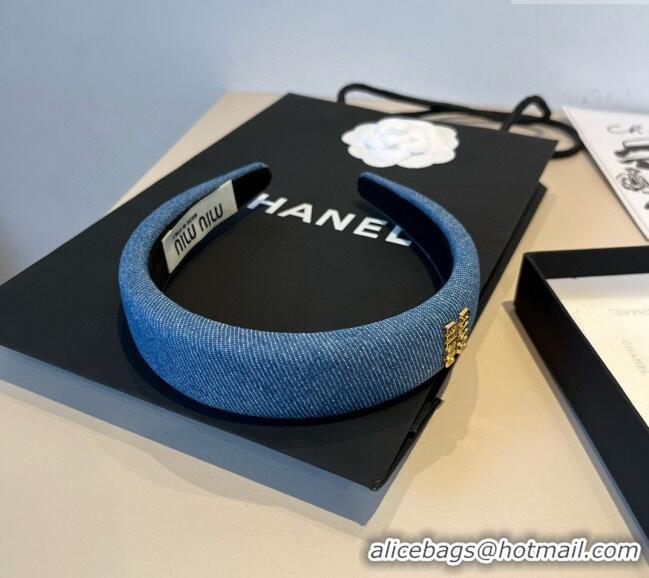 Reasonable Price Miu Miu Denim Headband 0512 Light Blue 2025