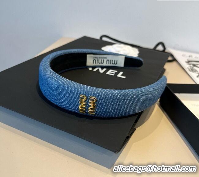 Reasonable Price Miu Miu Denim Headband 0512 Light Blue 2025