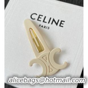 Top Quality Celine Triomphe Hair Clip 0512 White 2025