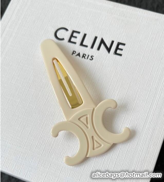 Top Quality Celine Triomphe Hair Clip 0512 White 2025