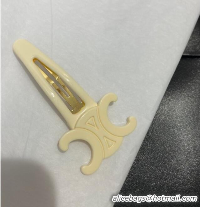 Top Quality Celine Triomphe Hair Clip 0512 White 2025