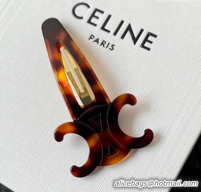 Low Cost Celine Triomphe Hair Clip 0512 Brown 2025