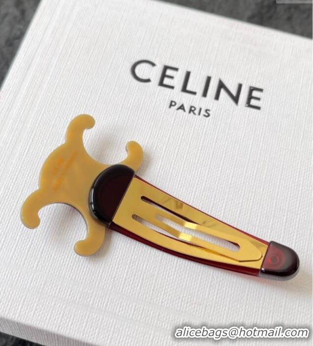 Super Quality Celine Triomphe Hair Clip 0512 Brown 2025