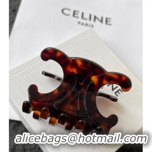 New Fashion Celine Triomphe Hair Clip 051101 Brown 2025