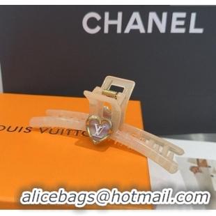 New Luxury Louis Vuitton LV Heart Hair Clip 0512 Beige 2025